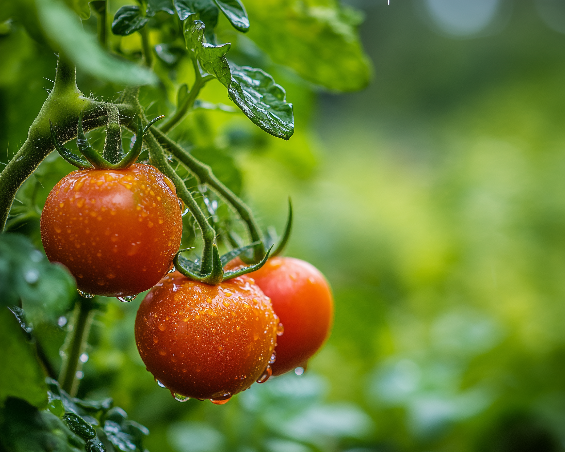 Fresh Juicy Tomatoes with Raindrops