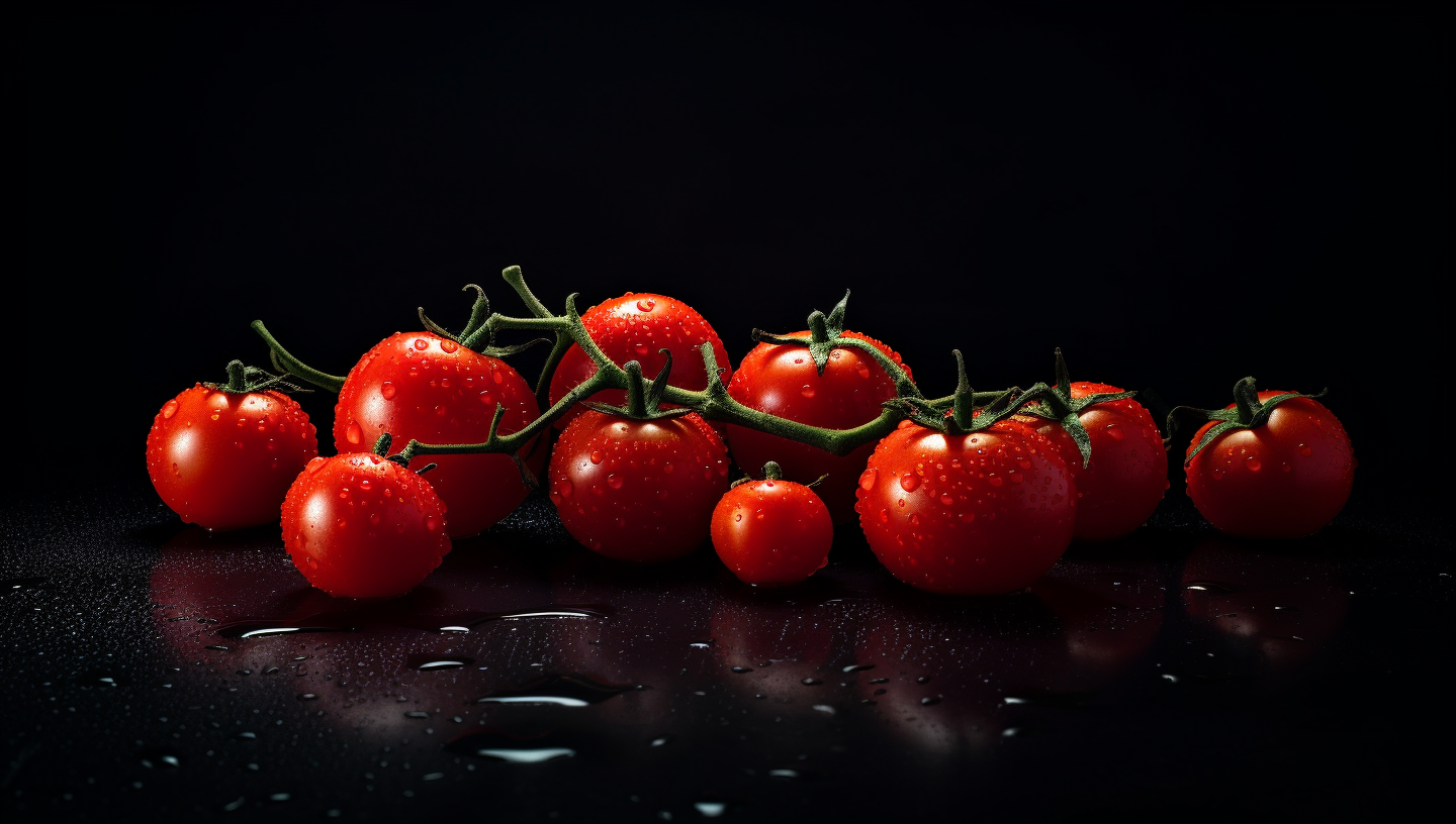 Fresh Juicy Tomatoes with Raindrops
