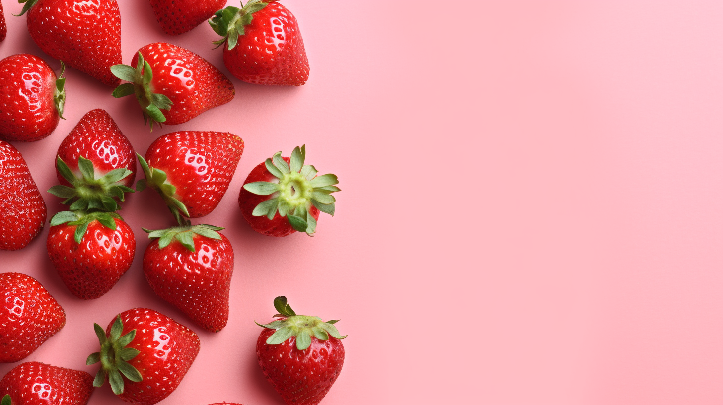 Fresh Strawberries on Pink Background
