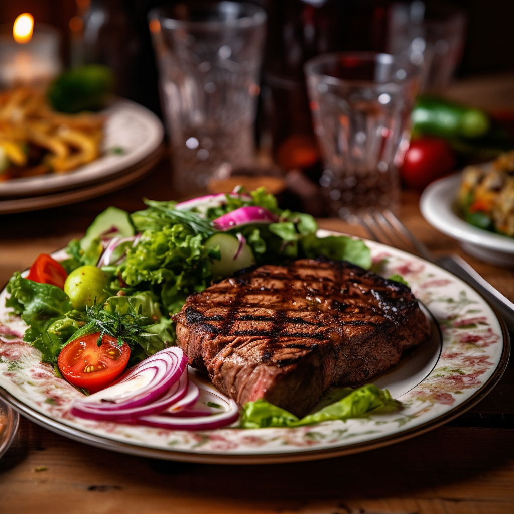 Grilled Steak with Fresh Garden Salad Platter
