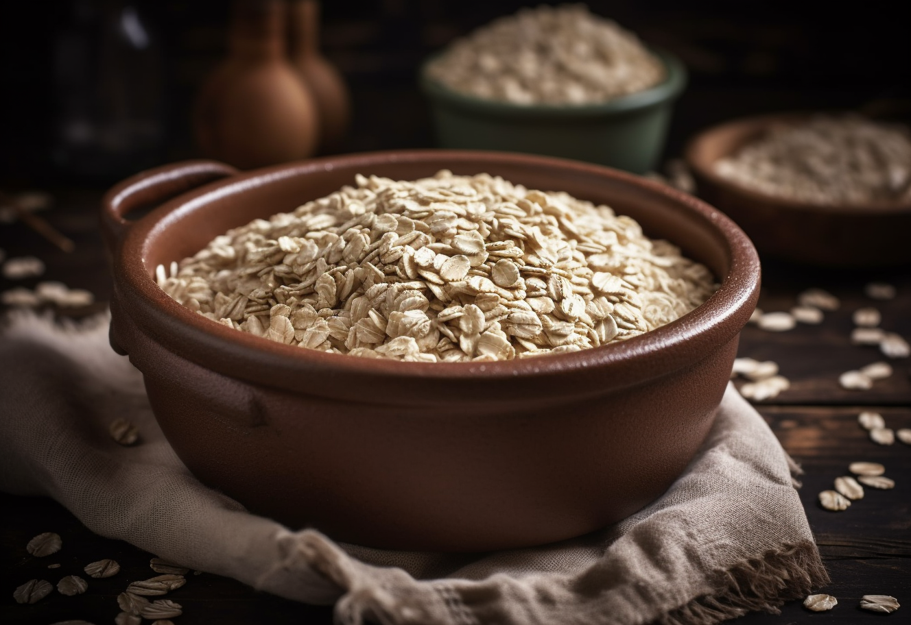Healthy Oats in Rustic Bowl Perfect for Breakfast