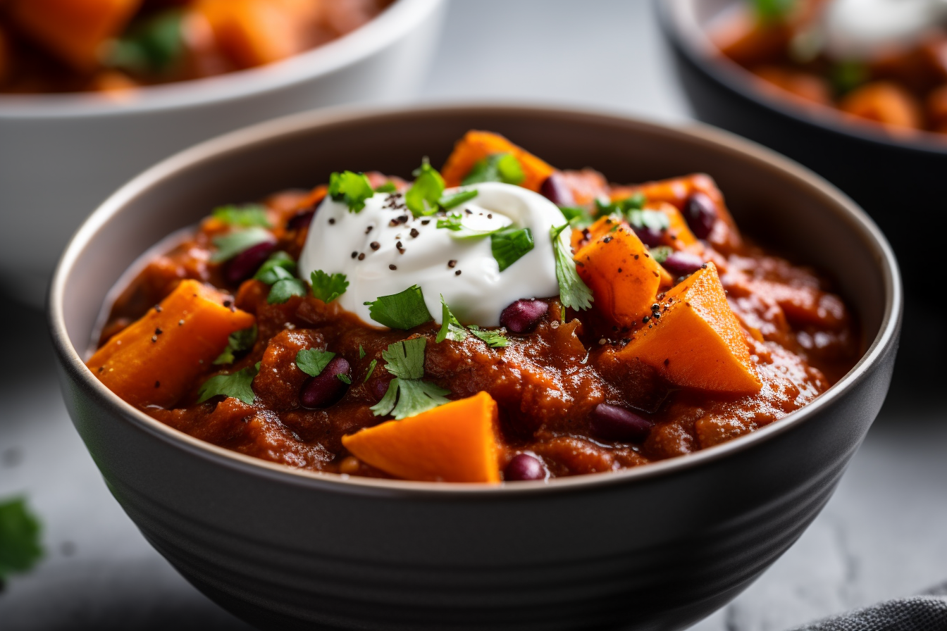 Hearty Vegan Chili with Sweet Potatoes and Beans