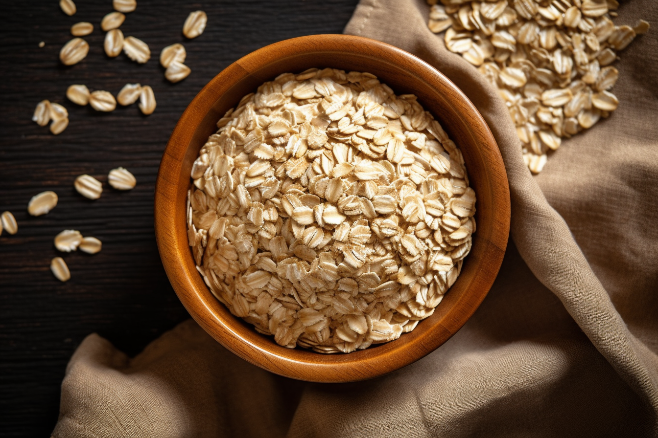 Oats in a Wooden Bowl for Healthy Eating