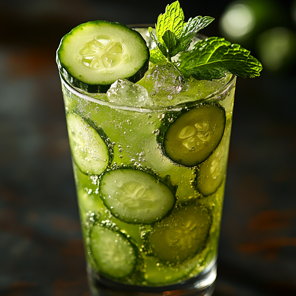 Refreshing Cucumber Mint Cooler in Sparkling Drink