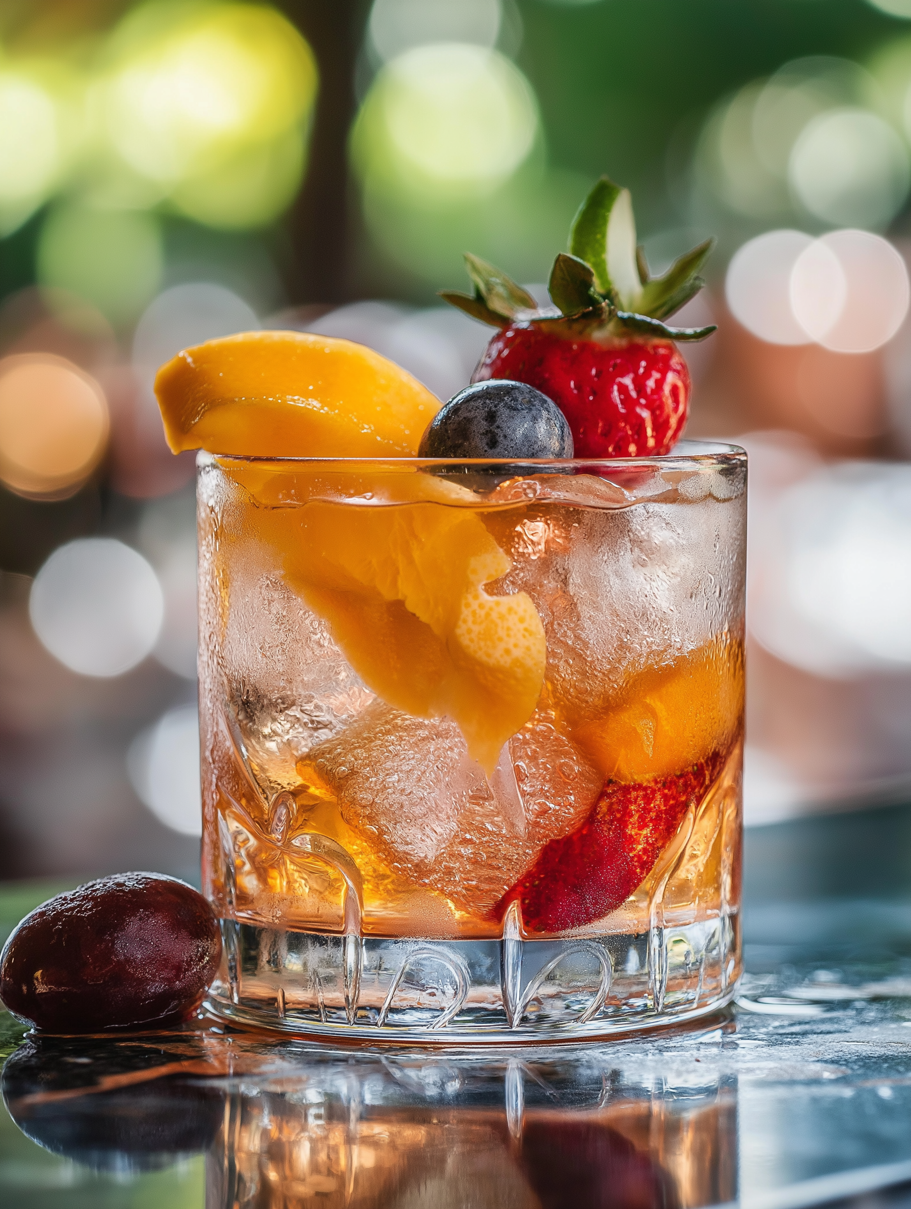 Refreshing Fruit Cocktail in Elegant Glass