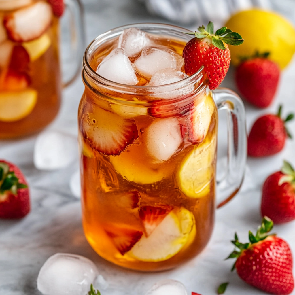 Refreshing Strawberry Lemonade Iced Tea Drink