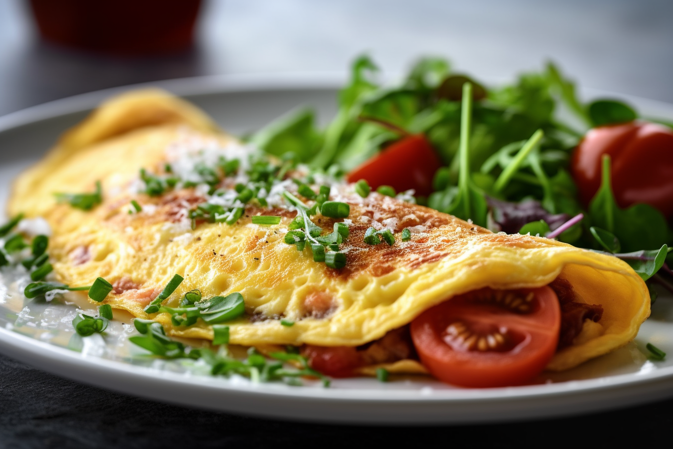Savory Omelette with Fresh Salad Garnish