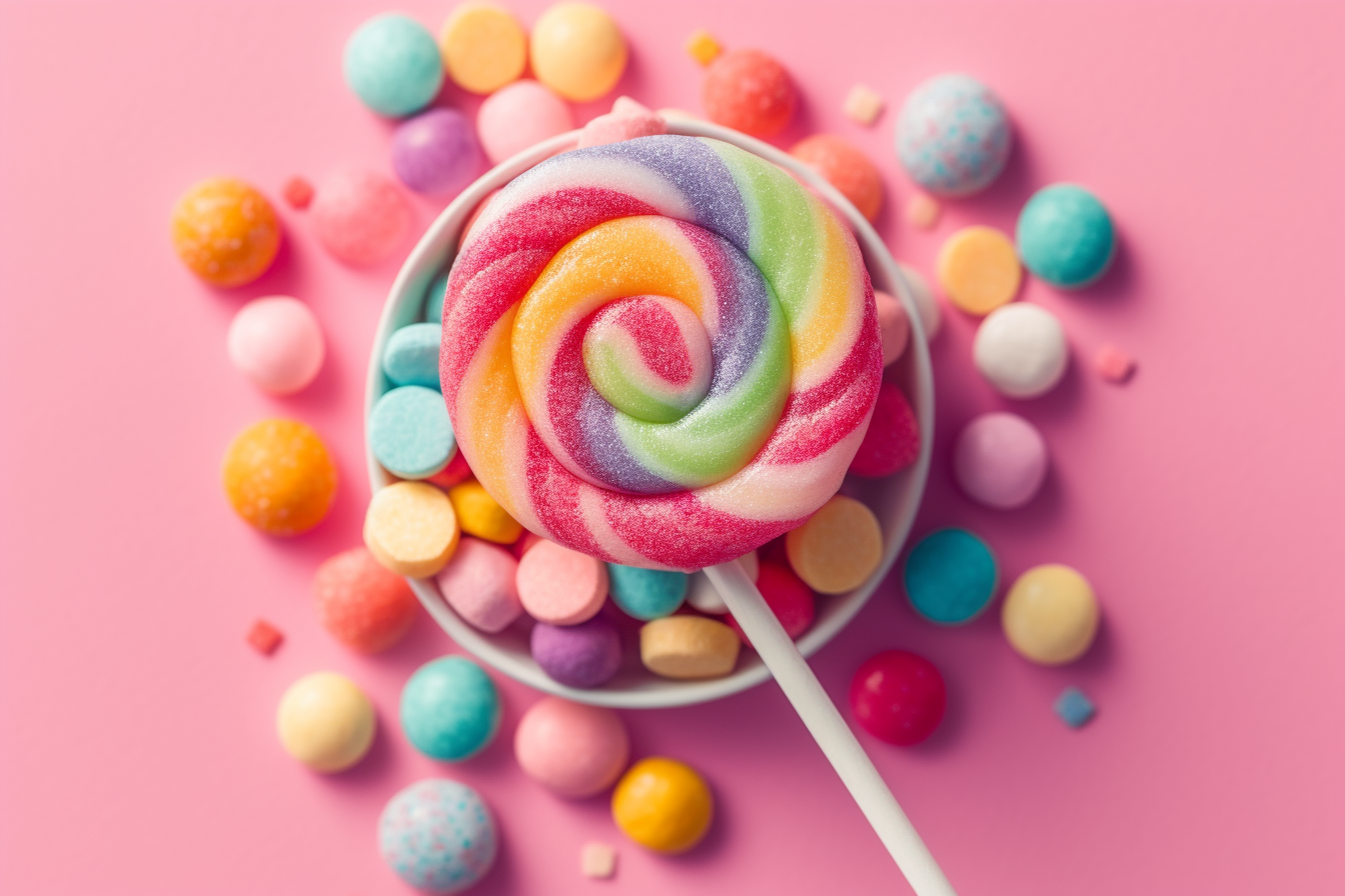 Sweet Colorful Lollipop with Candy Surroundings